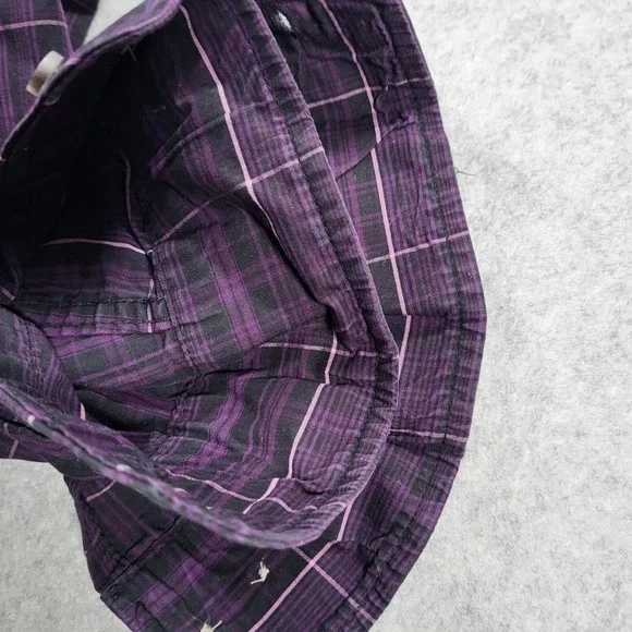 Relentless by Wrangler Long Sleeve Button Up Shirt Mens XL Purple Plaid Cool Max - Picture 6 of 9